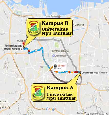 Lokasi dan Peta (Google Map) Universitas Mpu Tantular Jakarta Programreguler Nomor